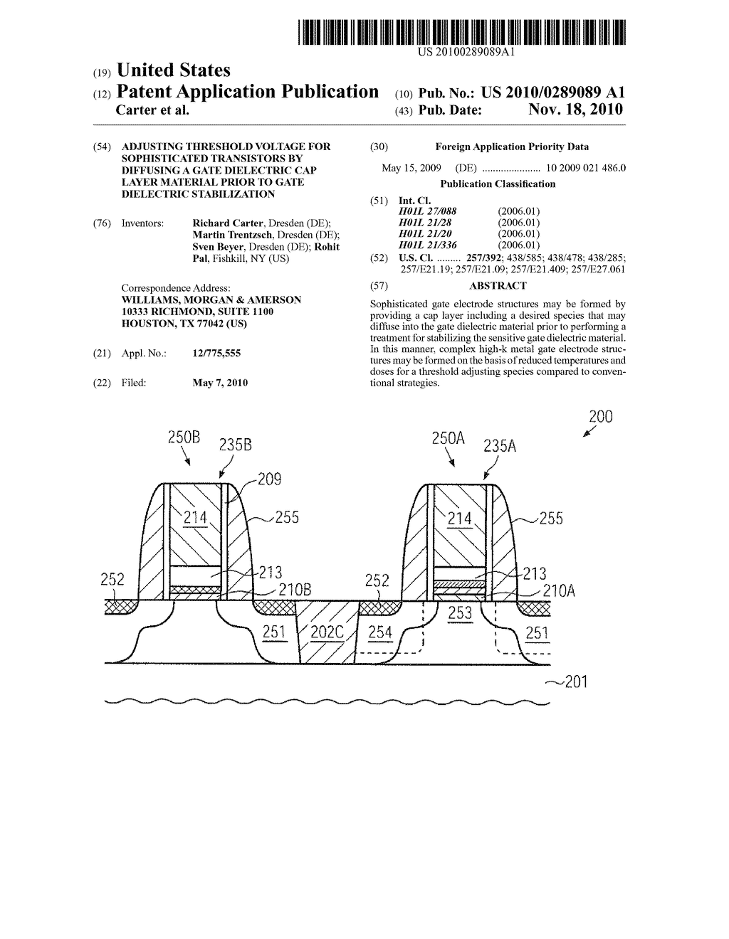 ADJUSTING THRESHOLD VOLTAGE FOR SOPHISTICATED TRANSISTORS BY DIFFUSING A GATE DIELECTRIC CAP LAYER MATERIAL PRIOR TO GATE DIELECTRIC STABILIZATION - diagram, schematic, and image 01