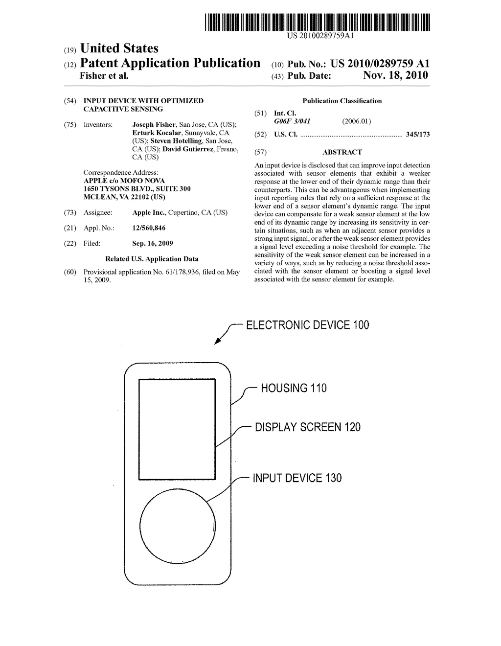 INPUT DEVICE WITH OPTIMIZED CAPACITIVE SENSING - diagram, schematic, and image 01