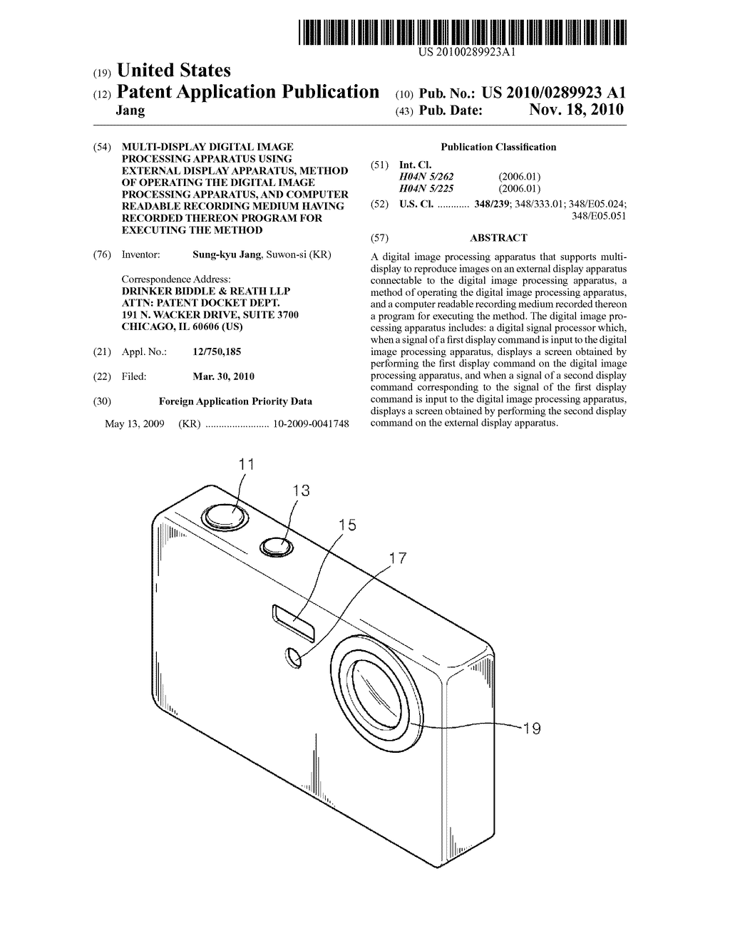 MULTI-DISPLAY DIGITAL IMAGE PROCESSING APPARATUS USING EXTERNAL DISPLAY APPARATUS, METHOD OF OPERATING THE DIGITAL IMAGE PROCESSING APPARATUS, AND COMPUTER READABLE RECORDING MEDIUM HAVING RECORDED THEREON PROGRAM FOR EXECUTING THE METHOD - diagram, schematic, and image 01