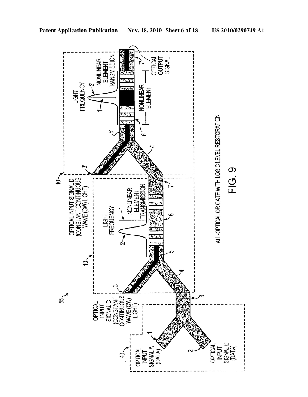 ALL-OPTICAL LOGIC GATES USING NONLINEAR ELEMENTS CLAIM SET V - diagram, schematic, and image 07