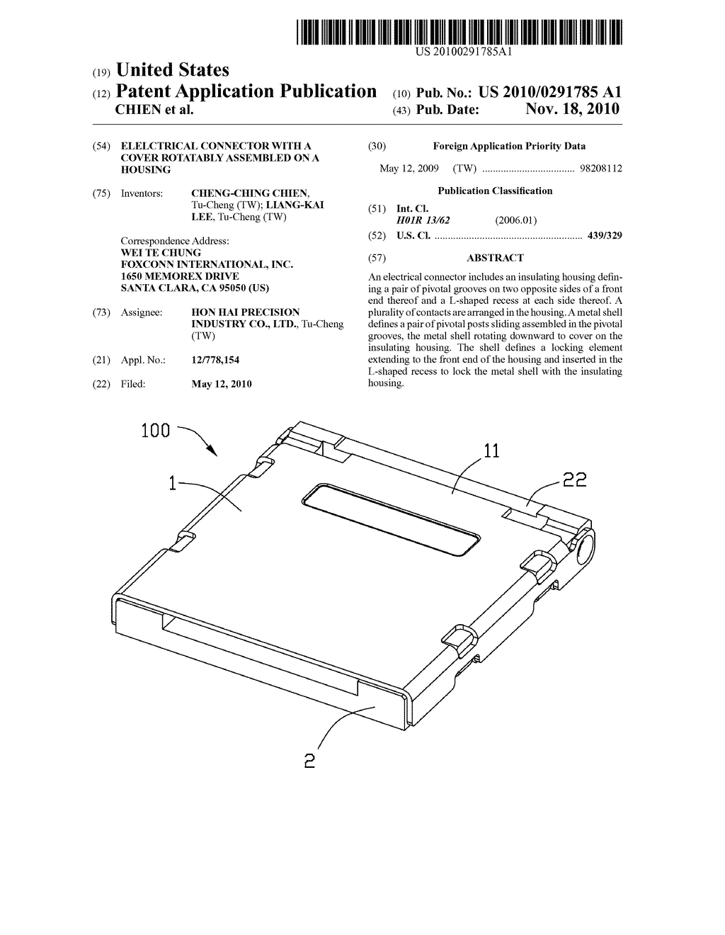 ELELCTRICAL CONNECTOR WITH A COVER ROTATABLY ASSEMBLED ON A HOUSING - diagram, schematic, and image 01