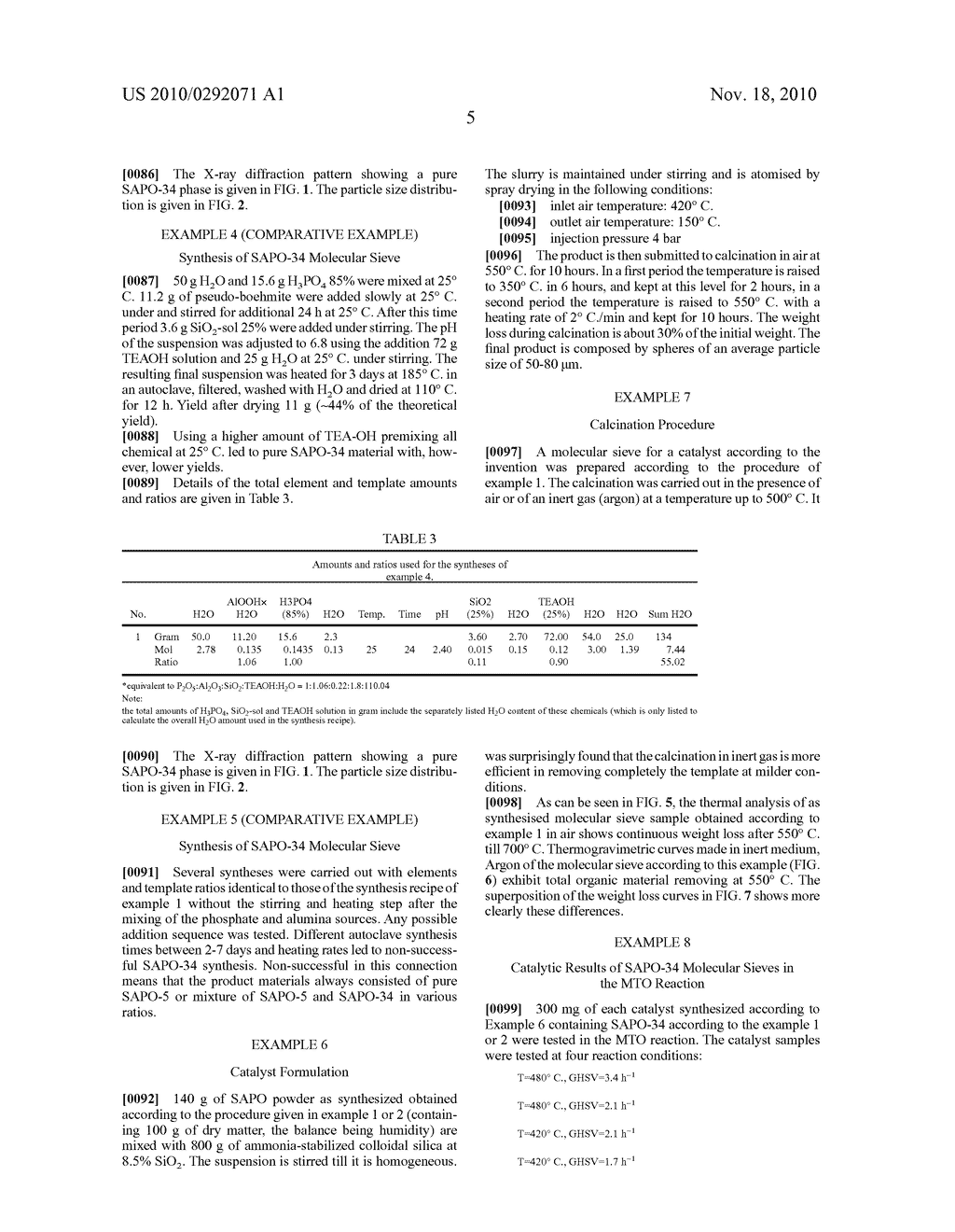 PROCESS FOR PREPARING SILICOALUMINOPHOSPHATE (SAPO) MOLECULAR SIEVES, CATALYSTS CONTAINING SAID SIEVES AND CATALYTIC DEHYDRATION PROCESSES USING SAID CATALYSTS - diagram, schematic, and image 13