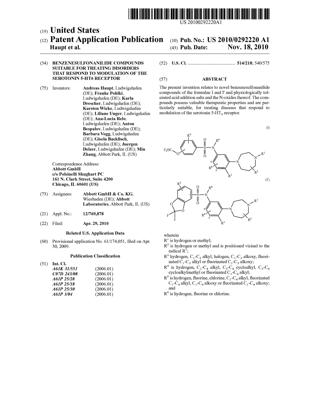 BENZENESULFONANILIDE COMPOUNDS SUITABLE FOR TREATING DISORDERS THAT RESPOND TO MODULATION OF THE SEROTONIN 5-HT6 RECEPTOR - diagram, schematic, and image 01