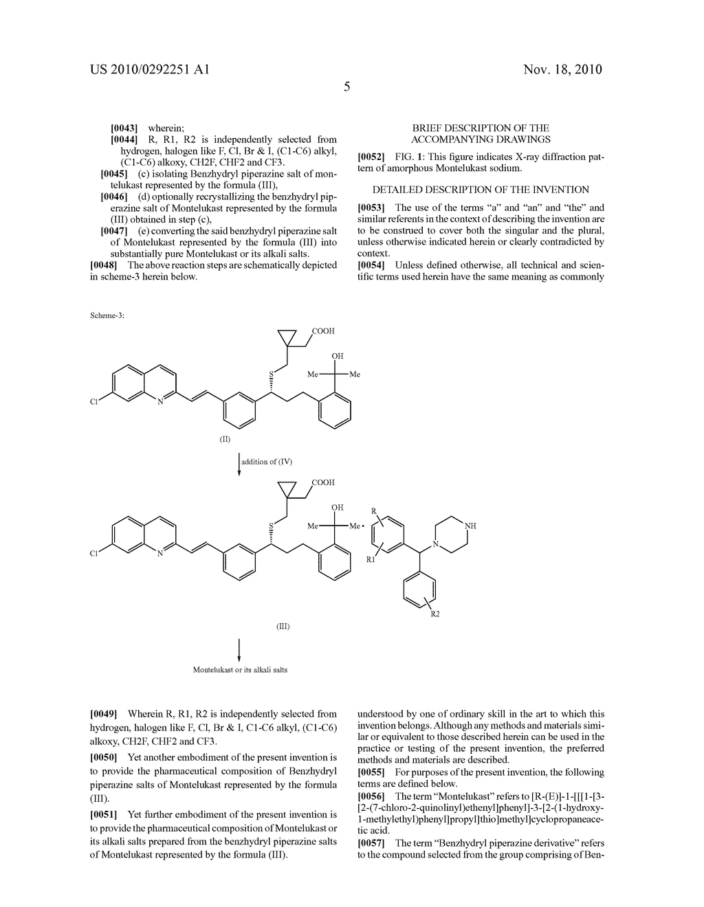 MONTELUKAST BENZHYDRYL PIPERAZINE SALTS AND PROCESS FOR PREPARATION THEREOF - diagram, schematic, and image 07