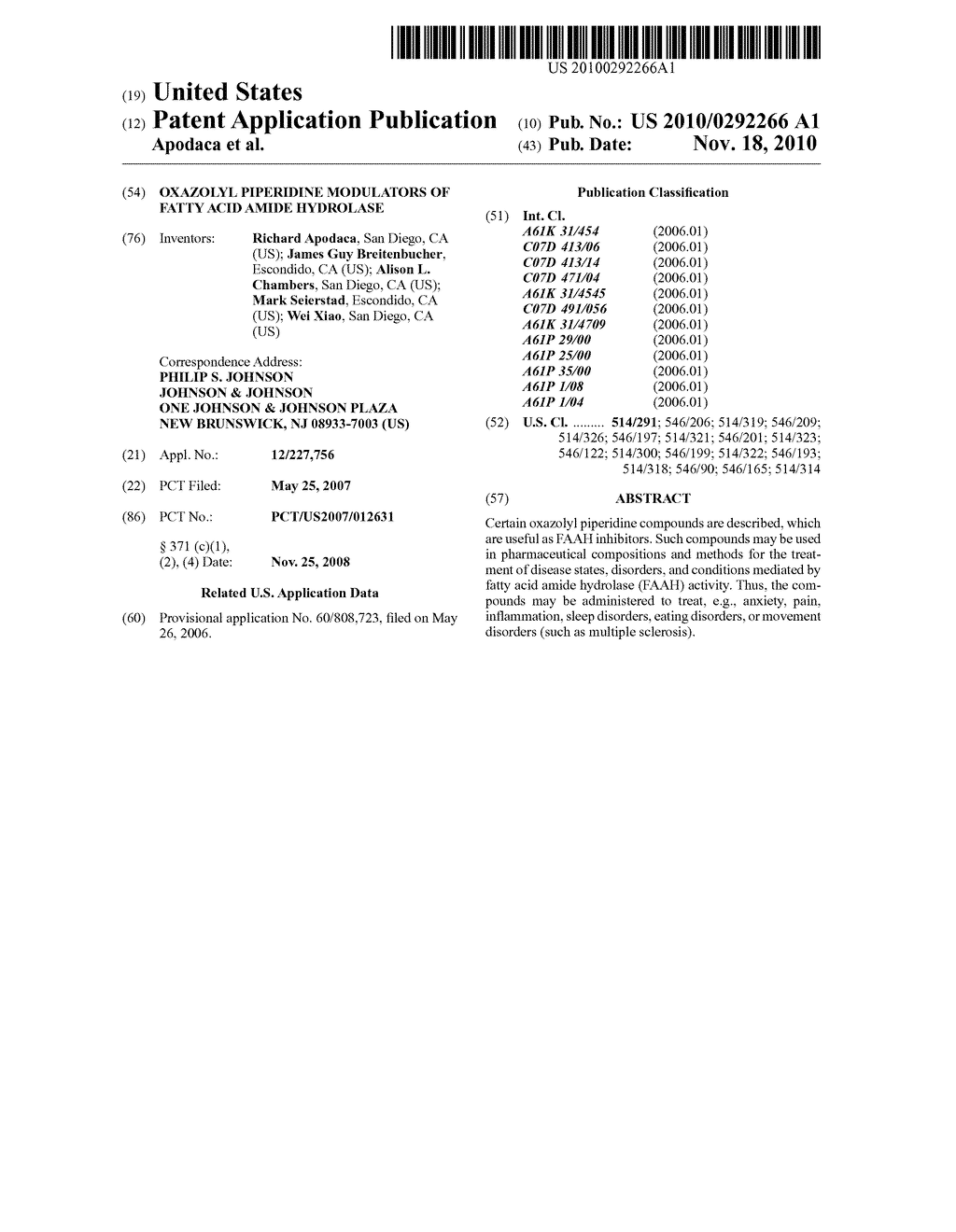 Oxazolyl Piperidine Modulators of Fatty Acid Amide Hydrolase - diagram, schematic, and image 01