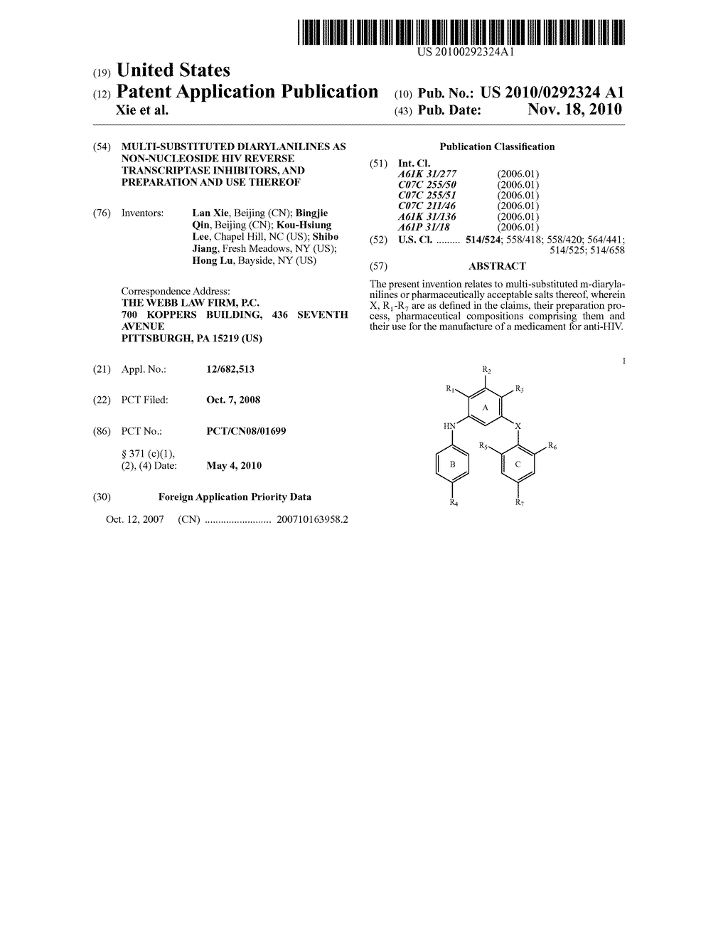 Multi-Substituted Diarylanilines as Non-Nucleoside HIV Reverse Transcriptase Inhibitors, and Preparation and Use Thereof - diagram, schematic, and image 01