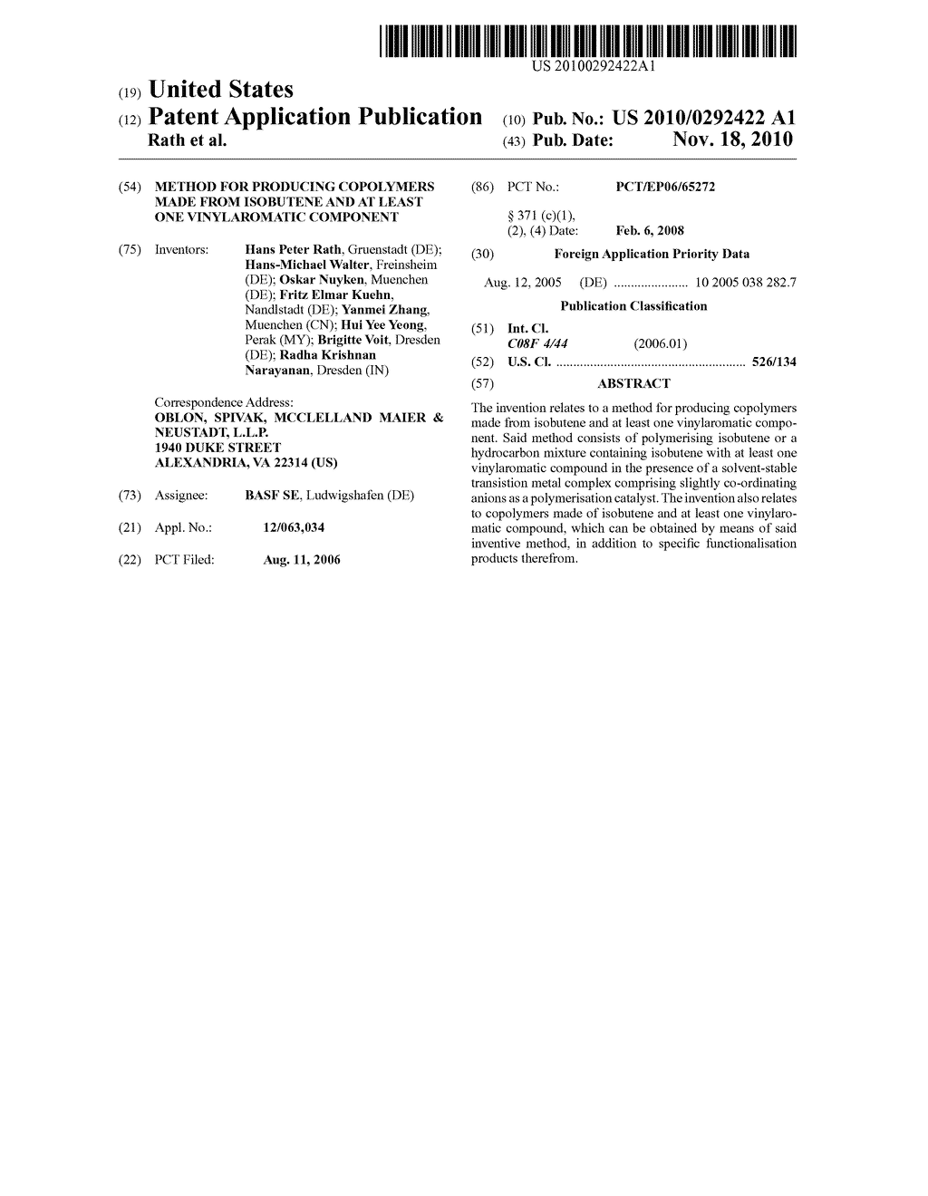 METHOD FOR PRODUCING COPOLYMERS MADE FROM ISOBUTENE AND AT LEAST ONE VINYLAROMATIC COMPONENT - diagram, schematic, and image 01