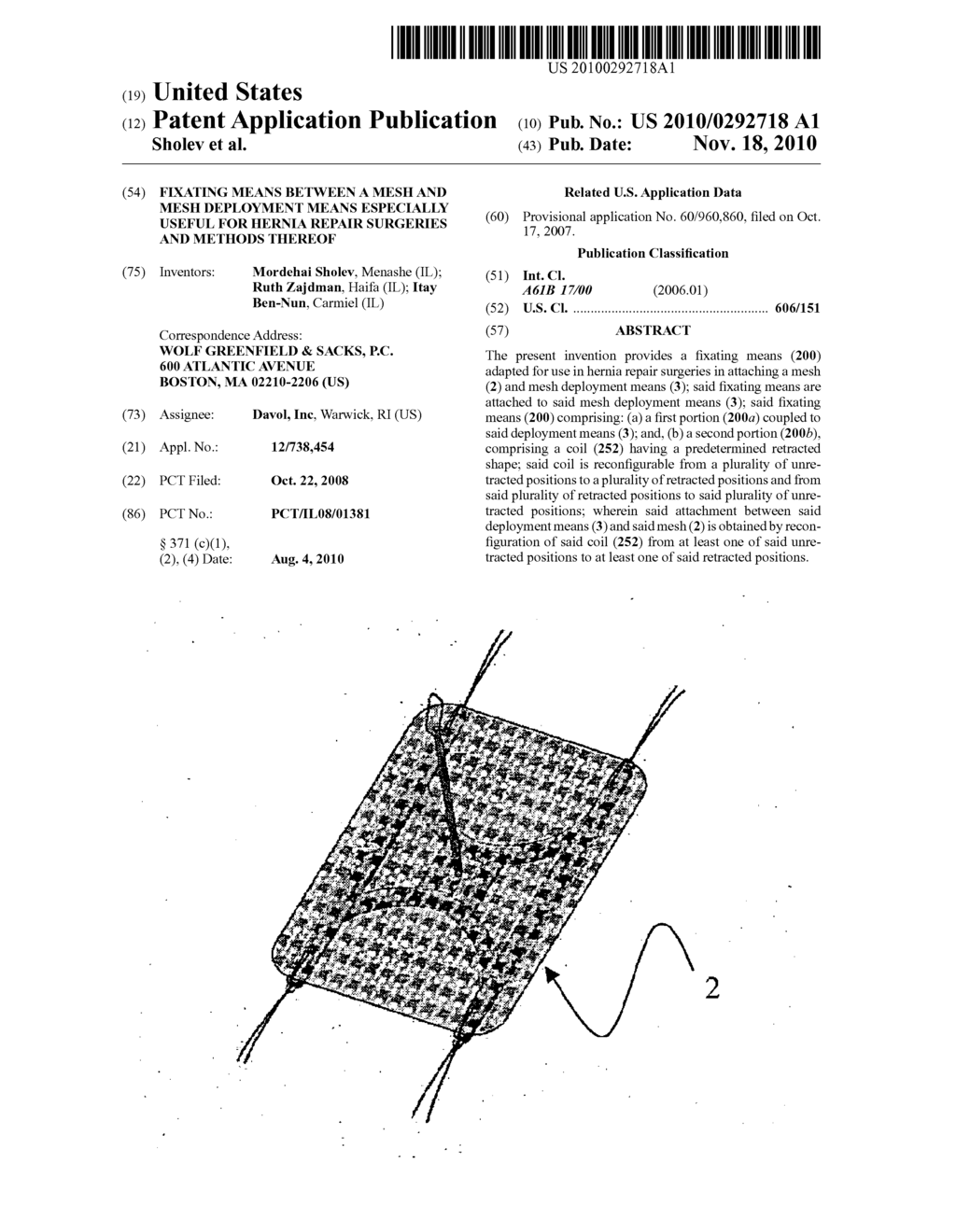 FIXATING MEANS BETWEEN A MESH AND MESH DEPLOYMENT MEANS ESPECIALLY USEFUL FOR HERNIA REPAIR SURGERIES AND METHODS THEREOF - diagram, schematic, and image 01