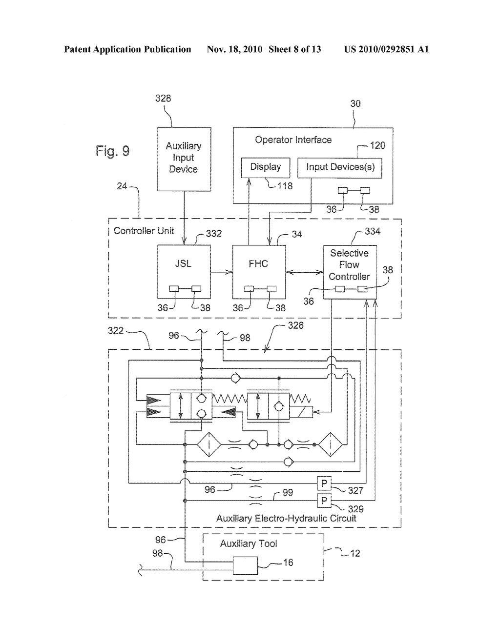 Electro-Hydraulic Auxiliary Control With Operator-Selectable Flow Setpoint - diagram, schematic, and image 09