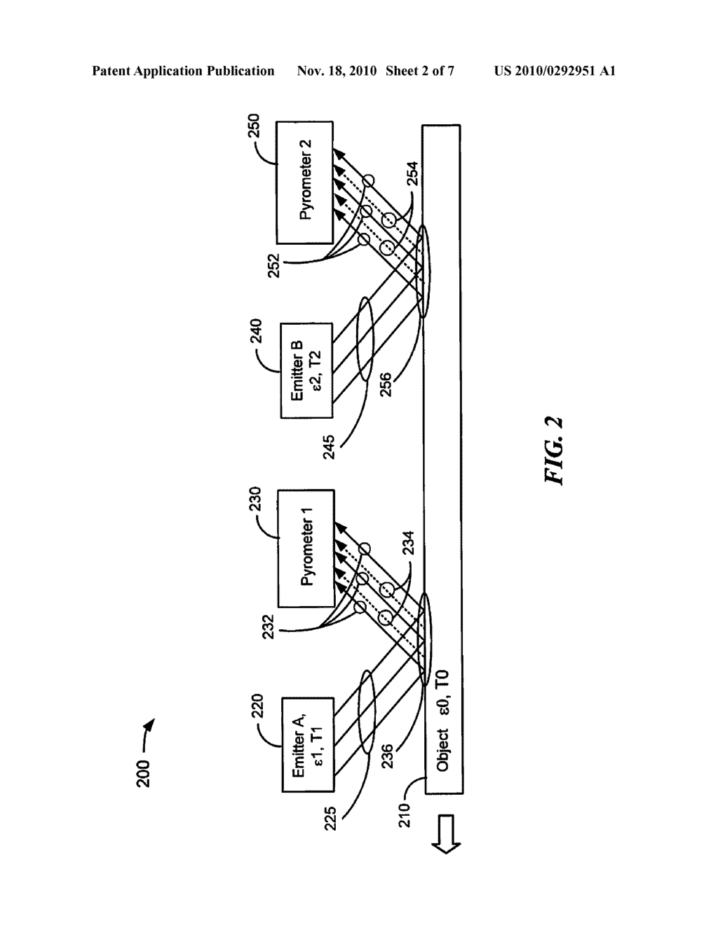 METHOD AND SYSTEM FOR MEASURING THERMAL RADIATION TO DETERMINE TEMPERATURE AND EMISSIVITY OF AN OBJECT - diagram, schematic, and image 03