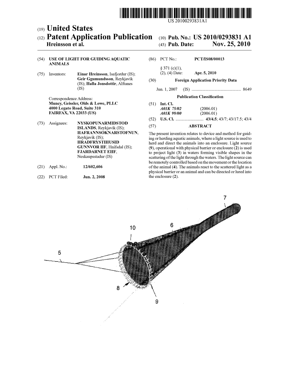 USE OF LIGHT FOR GUIDING AQUATIC ANIMALS - diagram, schematic, and image 01