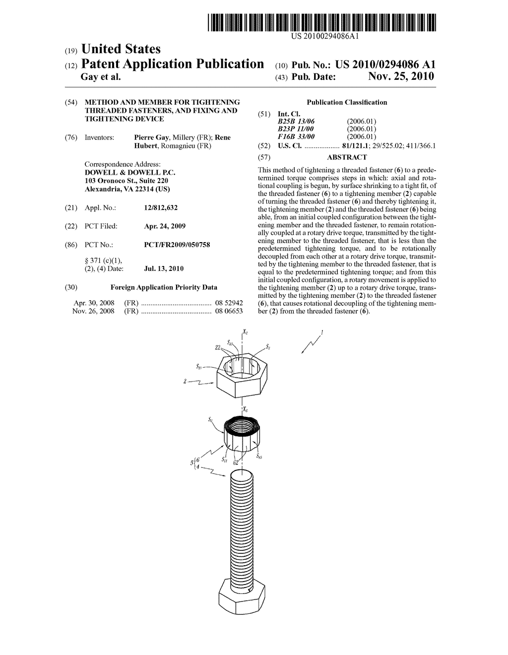 METHOD AND MEMBER FOR TIGHTENING THREADED FASTENERS, AND FIXING AND TIGHTENING DEVICE - diagram, schematic, and image 01