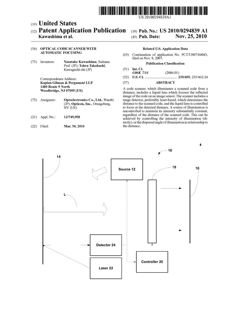 OPTICAL CODE SCANNER WITH AUTOMATIC FOCUSING - diagram, schematic, and image 01