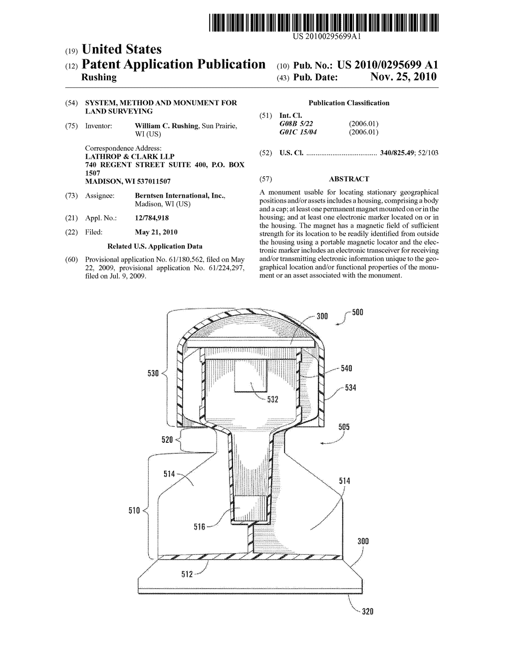 SYSTEM, METHOD AND MONUMENT FOR LAND SURVEYING - diagram, schematic, and image 01