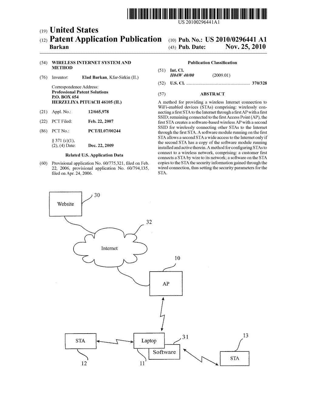 WIRELESS INTERNET SYSTEM AND METHOD - diagram, schematic, and image 01