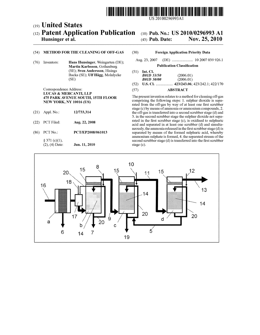 METHOD FOR THE CLEANING OF OFF-GAS - diagram, schematic, and image 01