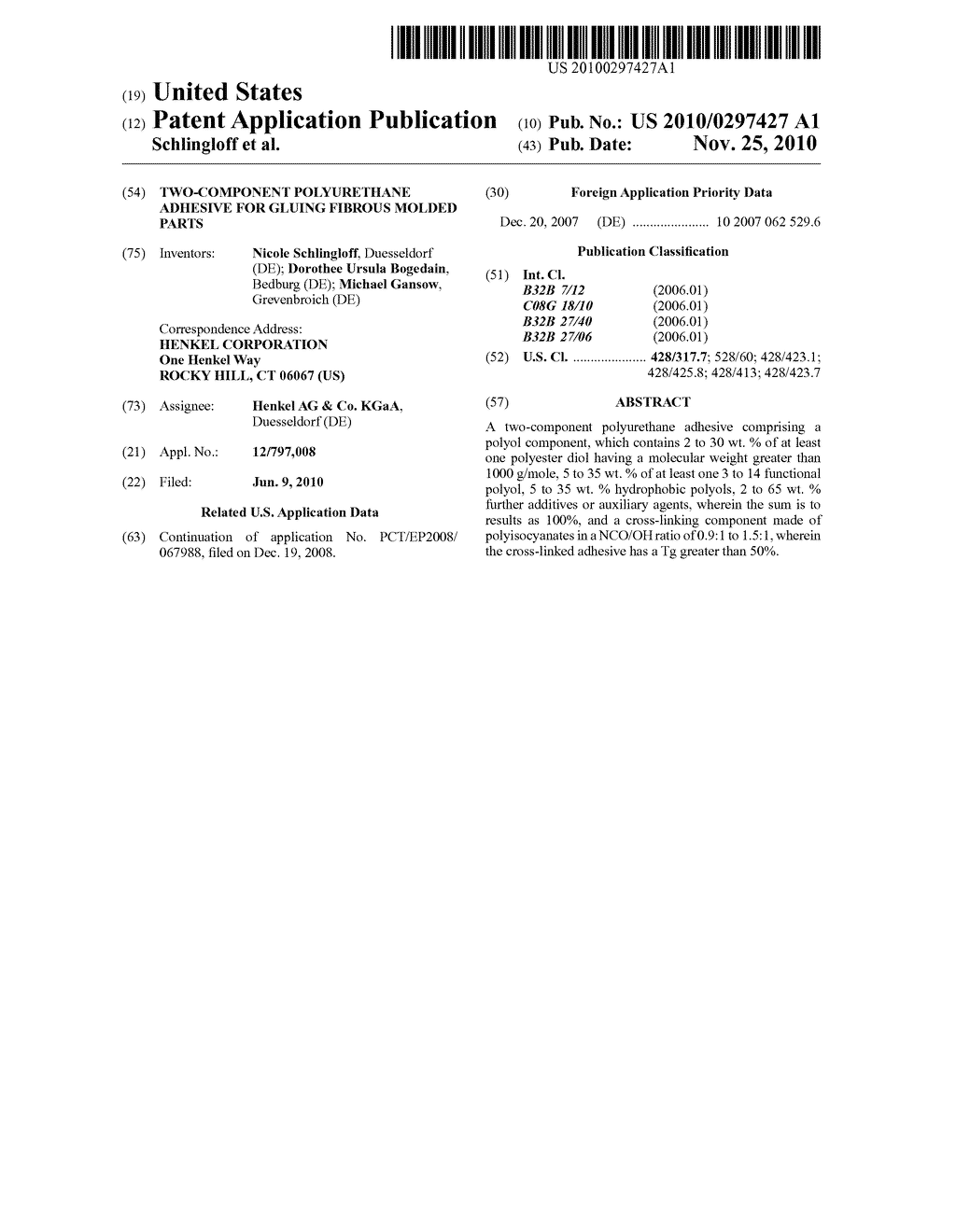 TWO-COMPONENT POLYURETHANE ADHESIVE FOR GLUING FIBROUS MOLDED PARTS - diagram, schematic, and image 01