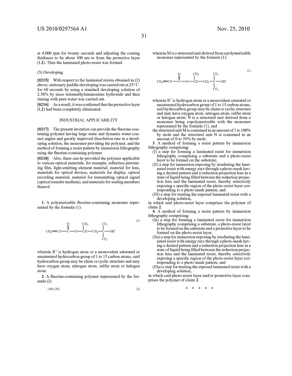 POLYMERIZABLE FLUORINE-CONTAINING MONOMER, FLUORINE-CONTAINING POLYMER AND METHOD OF FORMING RESIST PATTERN - diagram, schematic, and image 33