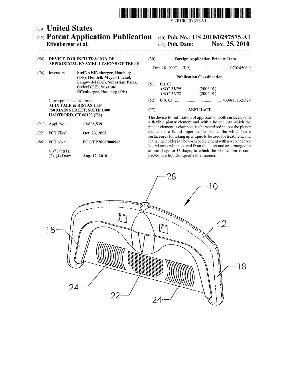 Device for Infiltration of Approximal Enamel Lesions of Teeth - diagram, schematic, and image 01