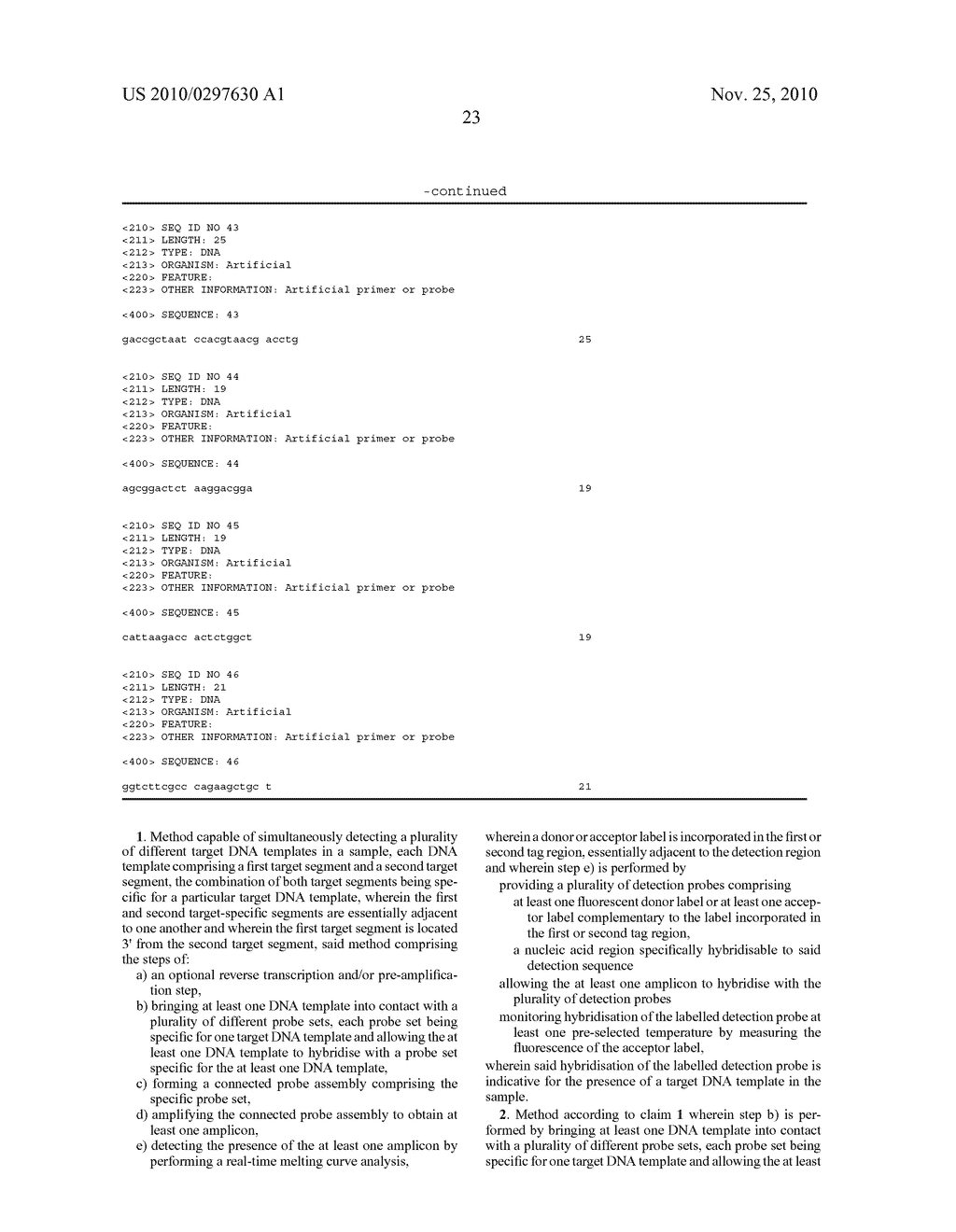 METHOD FOR THE SIMULTANEOUS DETECTION OF MULTIPLE NUCLEIC ACID SEQUENCES IN A SAMPLE - diagram, schematic, and image 35