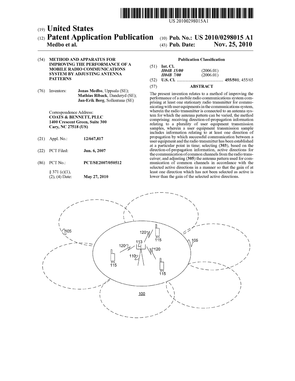 Method and Apparatus for Improving the Performance of a Mobile Radio Communications System by Adjusting Antenna Patterns - diagram, schematic, and image 01