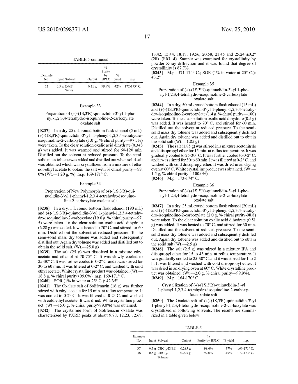 PROCESS FOR PREPARING CHEMICALLY AND CHIRALLY PURE SOLIFENACIN BASE AND ITS SALTS - diagram, schematic, and image 35