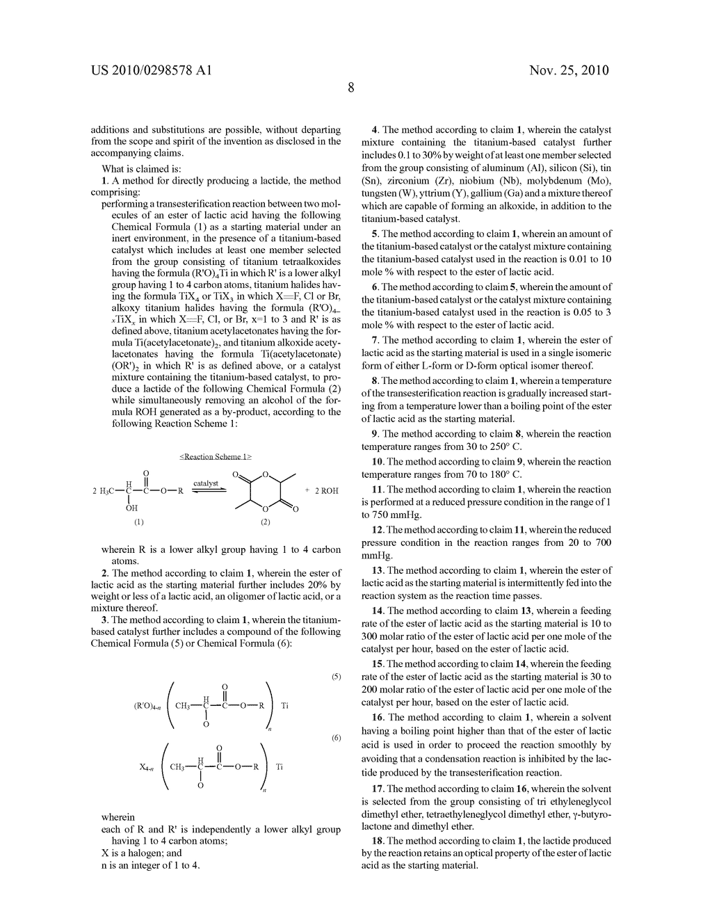 Catalyst For Direct Conversion Of Esters Of Lactic Acid To Lactide And The Method For Producing Lactide Using The Same - diagram, schematic, and image 10