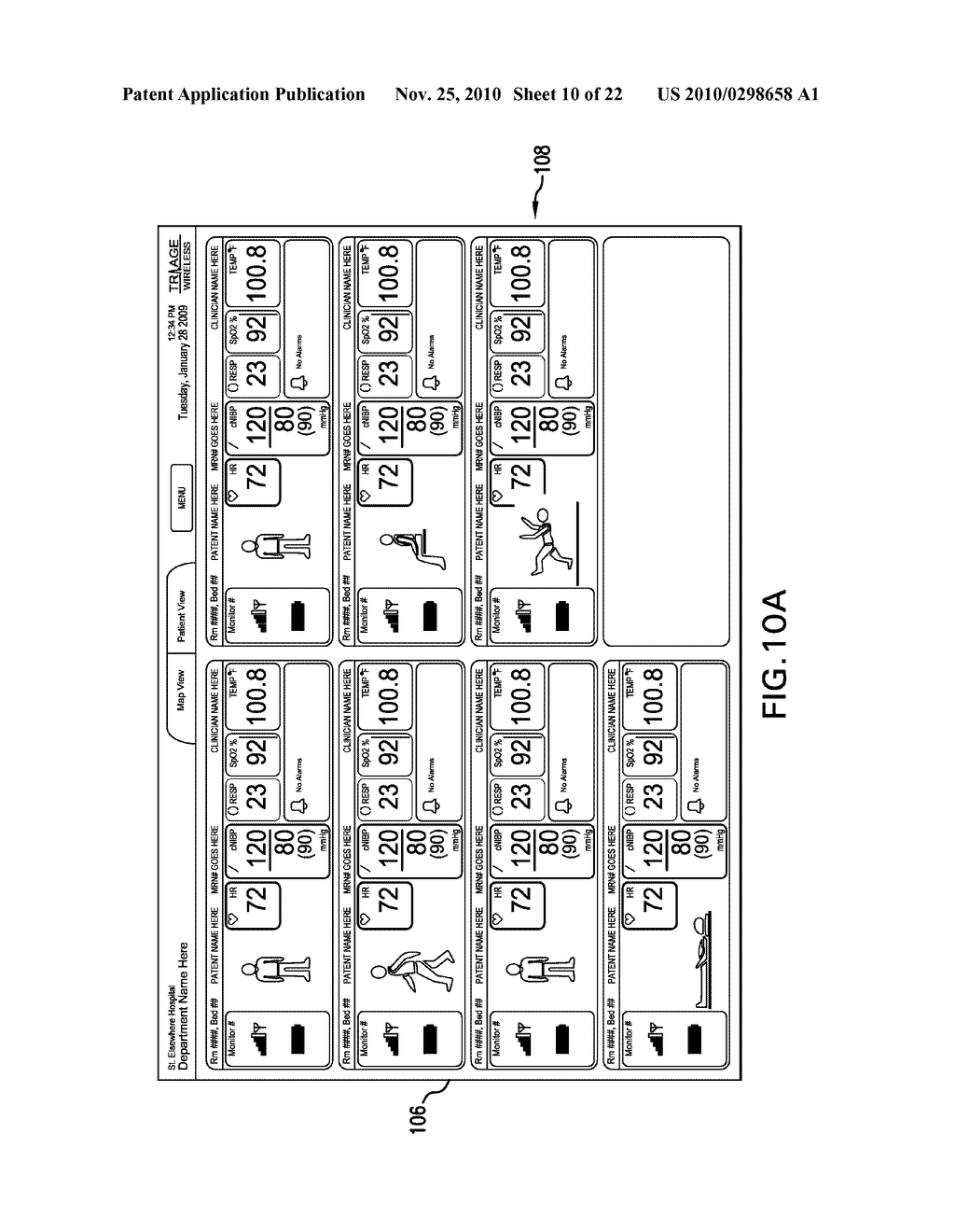 GRAPHICAL 'MAPPING SYSTEM' FOR CONTINUOUSLY MONITORING A PATIENT'S VITAL SIGNS, MOTION, AND LOCATION - diagram, schematic, and image 11