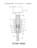 Pressured syringe for the injection of a viscous liquid through a cannulated surgical screw bone filler adapter diagram and image