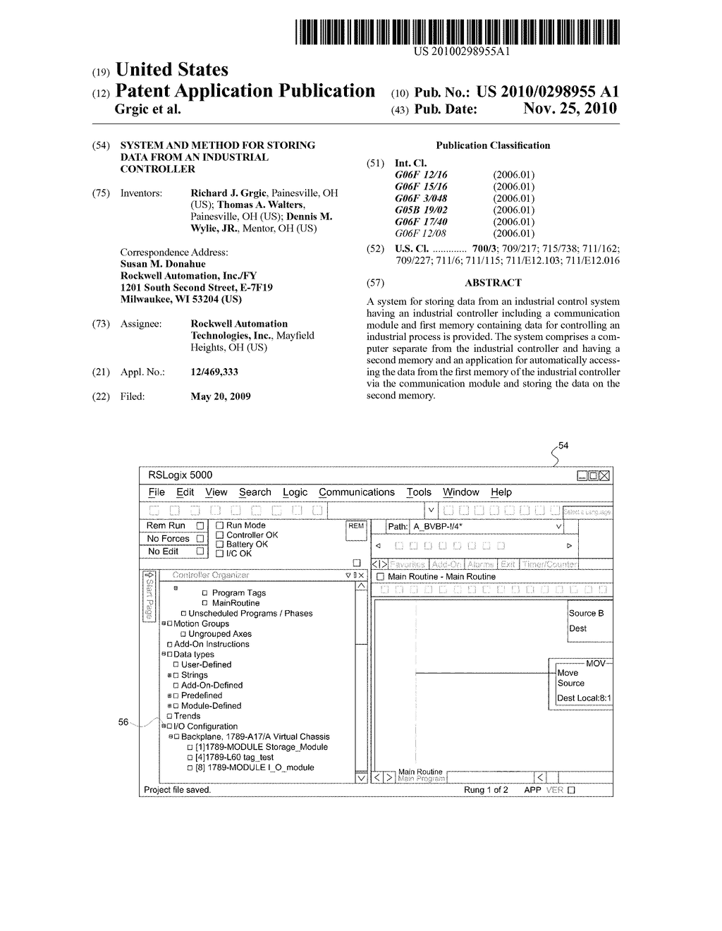 SYSTEM AND METHOD FOR STORING DATA FROM AN INDUSTRIAL CONTROLLER - diagram, schematic, and image 01