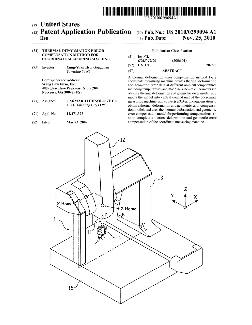 THERMAL DEFORMATION ERROR COMPENSATION METHOD FOR COORDINATE MEASURING MACHINE - diagram, schematic, and image 01