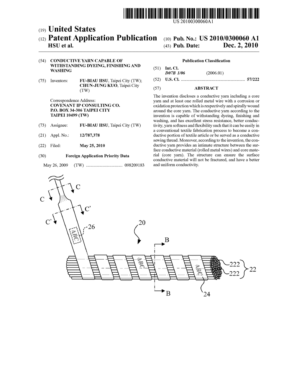 CONDUCTIVE YARN CAPABLE OF WITHSTANDING DYEING, FINISHING AND WASHING - diagram, schematic, and image 01