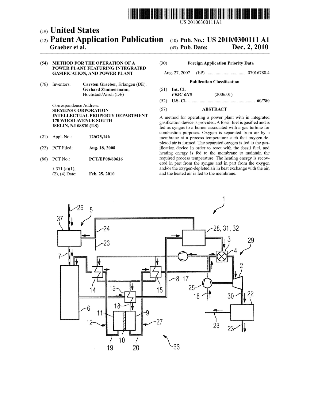 METHOD FOR THE OPERATION OF A POWER PLANT FEATURING INTEGRATED GASIFICATION, AND POWER PLANT - diagram, schematic, and image 01