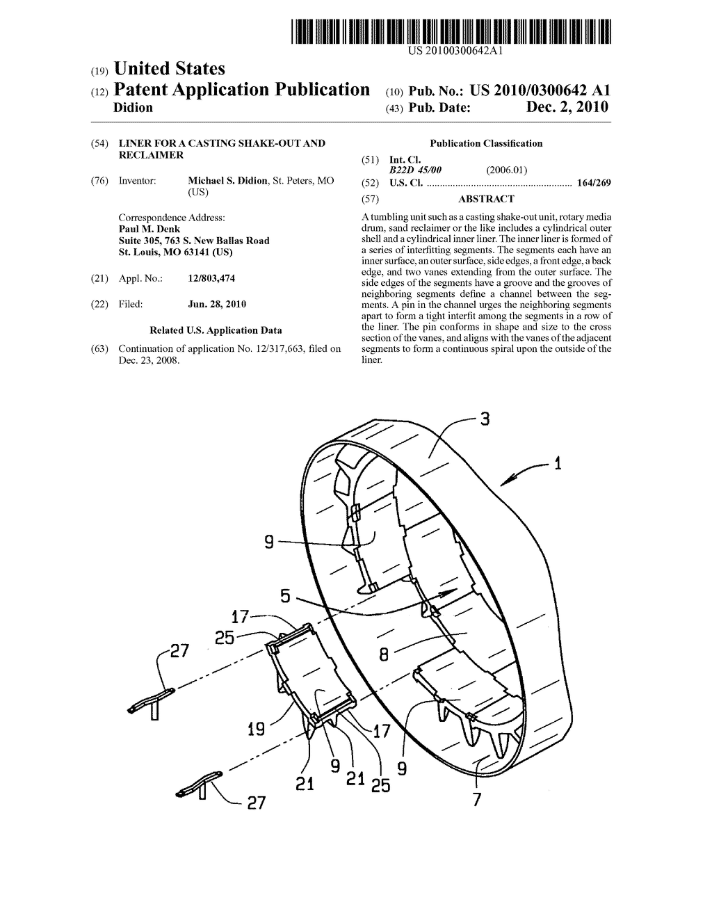 Liner for a casting shake-out and reclaimer - diagram, schematic, and image 01