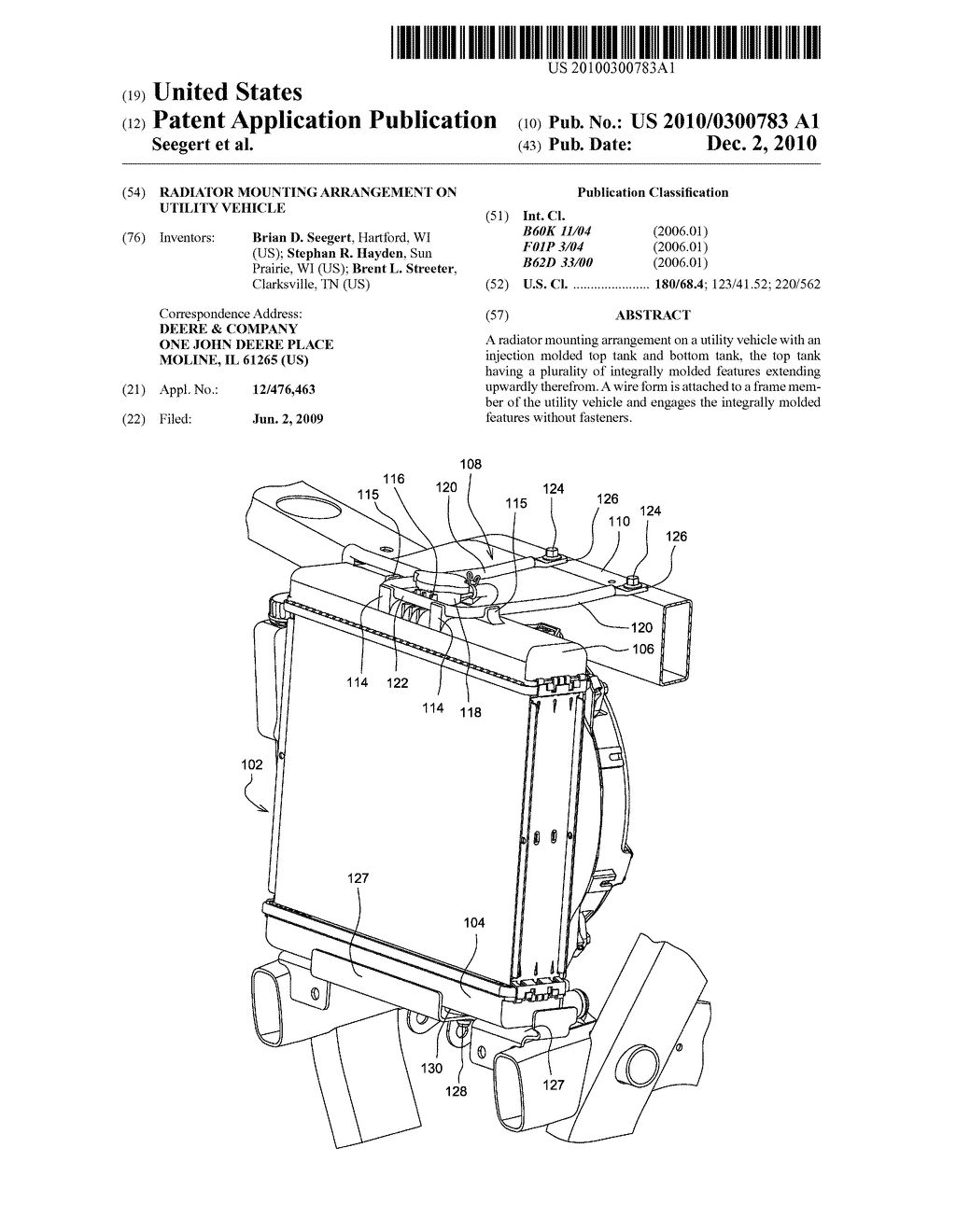 RADIATOR MOUNTING ARRANGEMENT ON UTILITY VEHICLE - diagram, schematic, and image 01