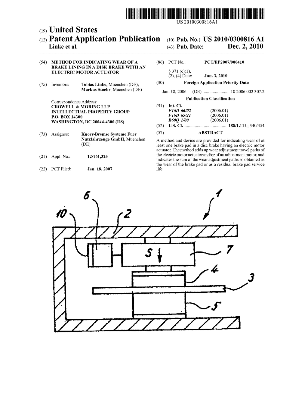 Method for Indicating Wear of a Brake Lining in a Disk Brake with an Electric Motor Actuator - diagram, schematic, and image 01