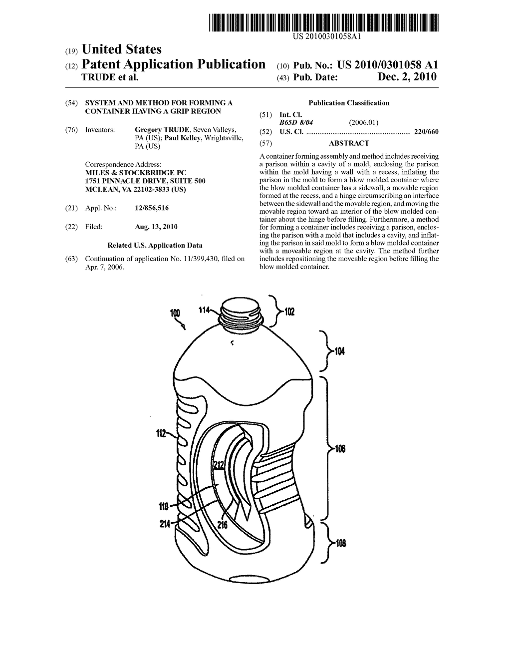 System and Method for Forming a Container Having a Grip Region - diagram, schematic, and image 01