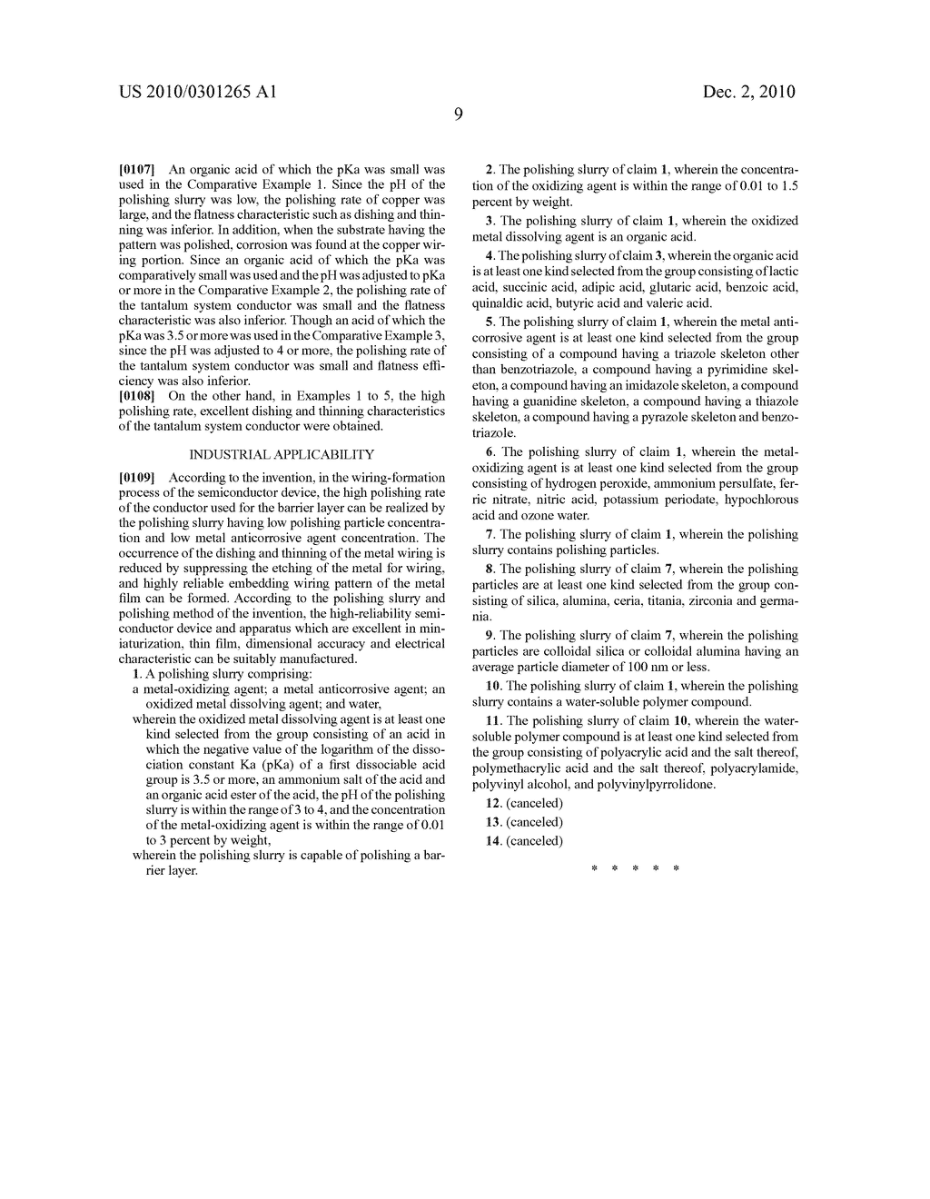 POLISHING SLURRY AND METHOD OF POLISHING - diagram, schematic, and image 10