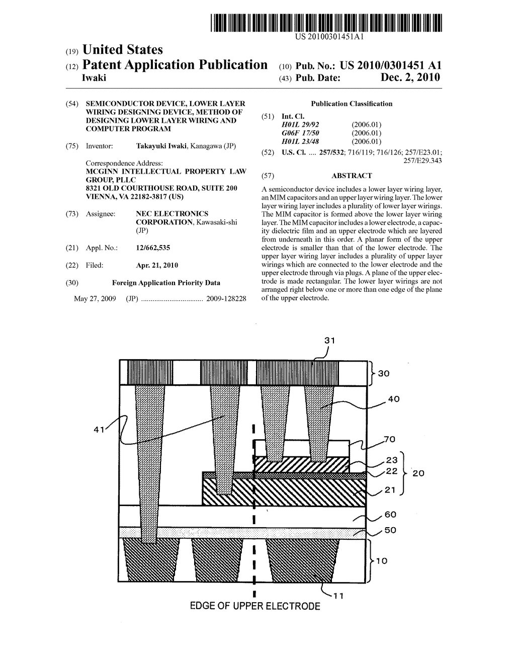 Semiconductor device, lower layer wiring designing device, method of designing lower layer wiring and computer program - diagram, schematic, and image 01