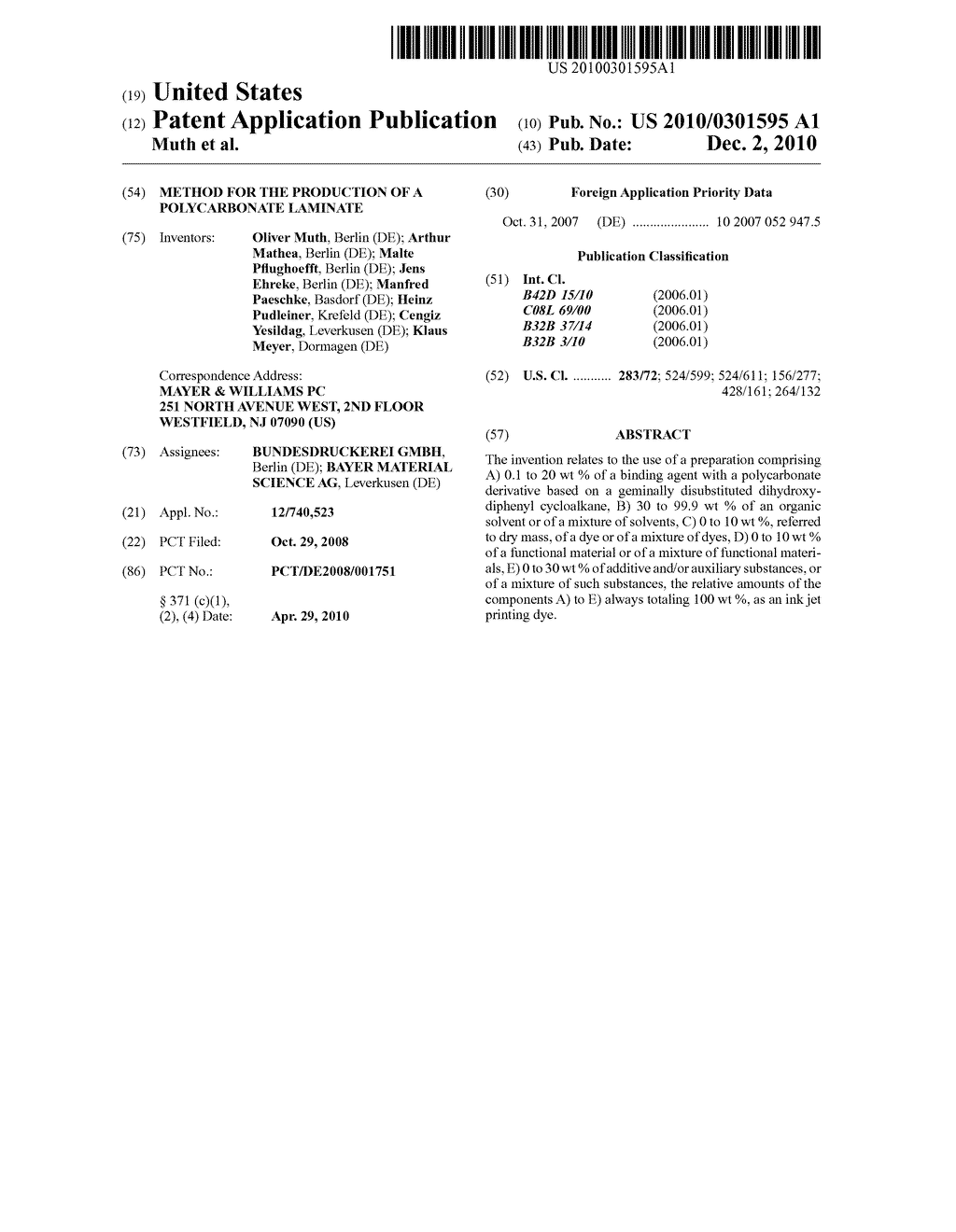 METHOD FOR THE PRODUCTION OF A POLYCARBONATE LAMINATE - diagram, schematic, and image 01