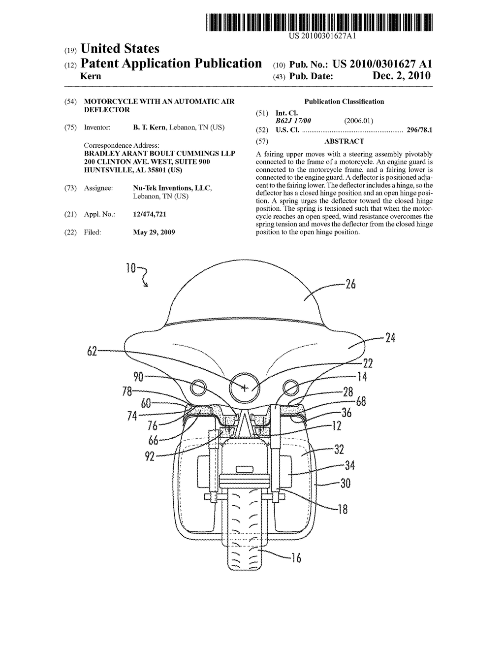 MOTORCYCLE WITH AN AUTOMATIC AIR DEFLECTOR - diagram, schematic, and image 01