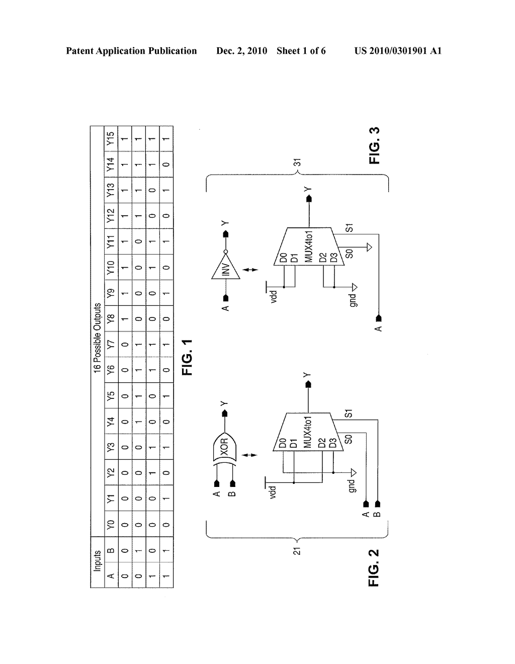 UNIVERSAL TWO-INPUT LOGIC GATE THAT IS CONFIGURABLE AND CONNECTABLE IN AN INTEGRATED CIRCUIT BY A SINGLE MASK LAYER ADJUSTMENT - diagram, schematic, and image 02