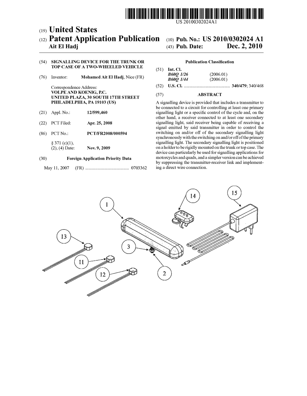 SIGNALLING DEVICE FOR THE TRUNK OR TOP CASE OF A TWO-WHEELED VEHICLE - diagram, schematic, and image 01