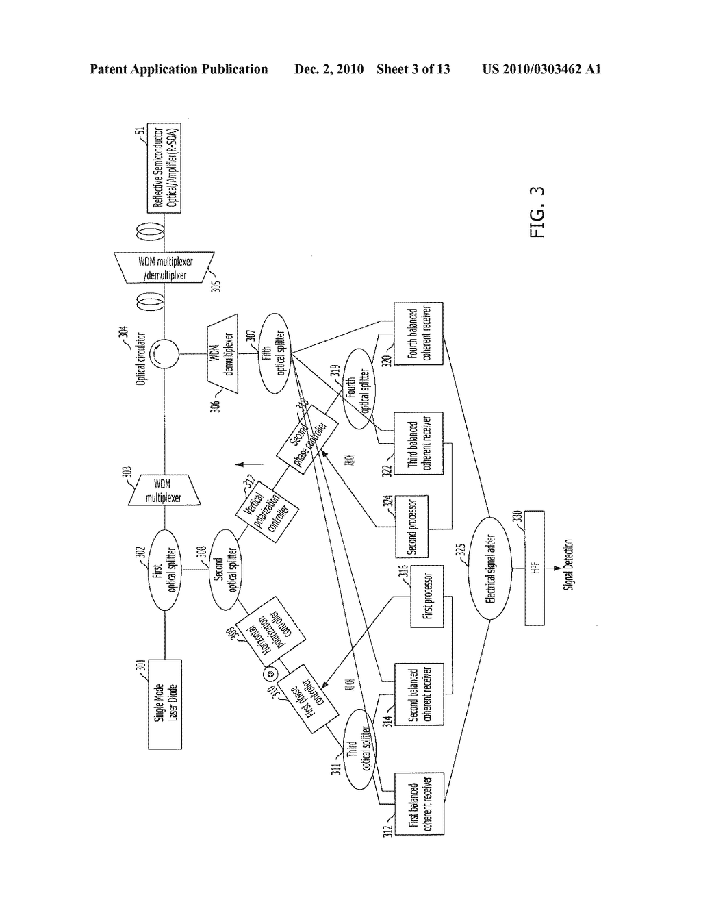 OPTICAL DETECTION DEVICE IN WDM-PON AND METHOD FOR SAME - diagram, schematic, and image 04