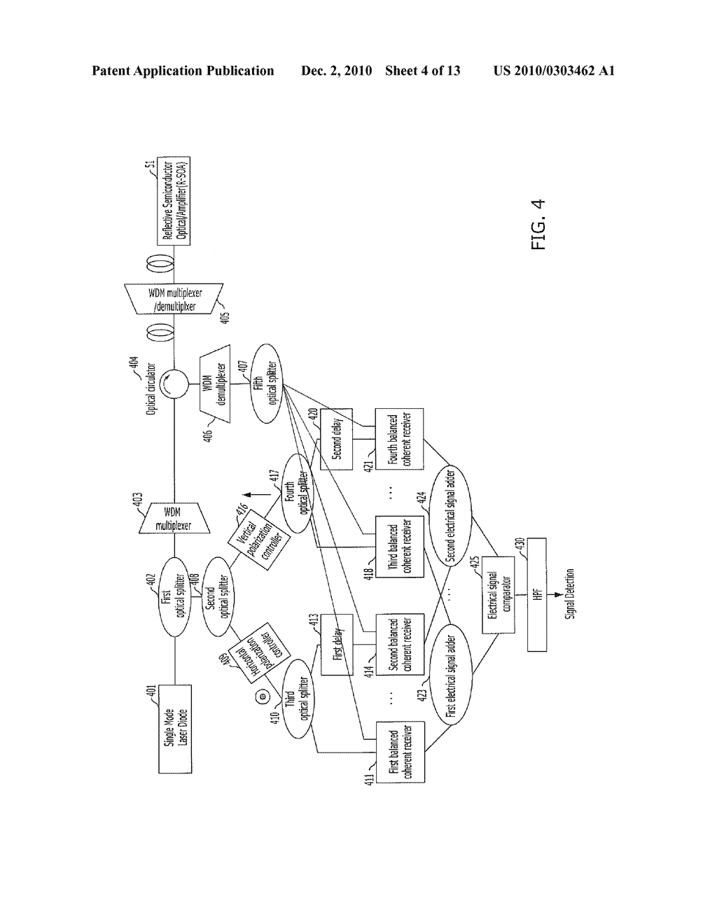 OPTICAL DETECTION DEVICE IN WDM-PON AND METHOD FOR SAME - diagram, schematic, and image 05
