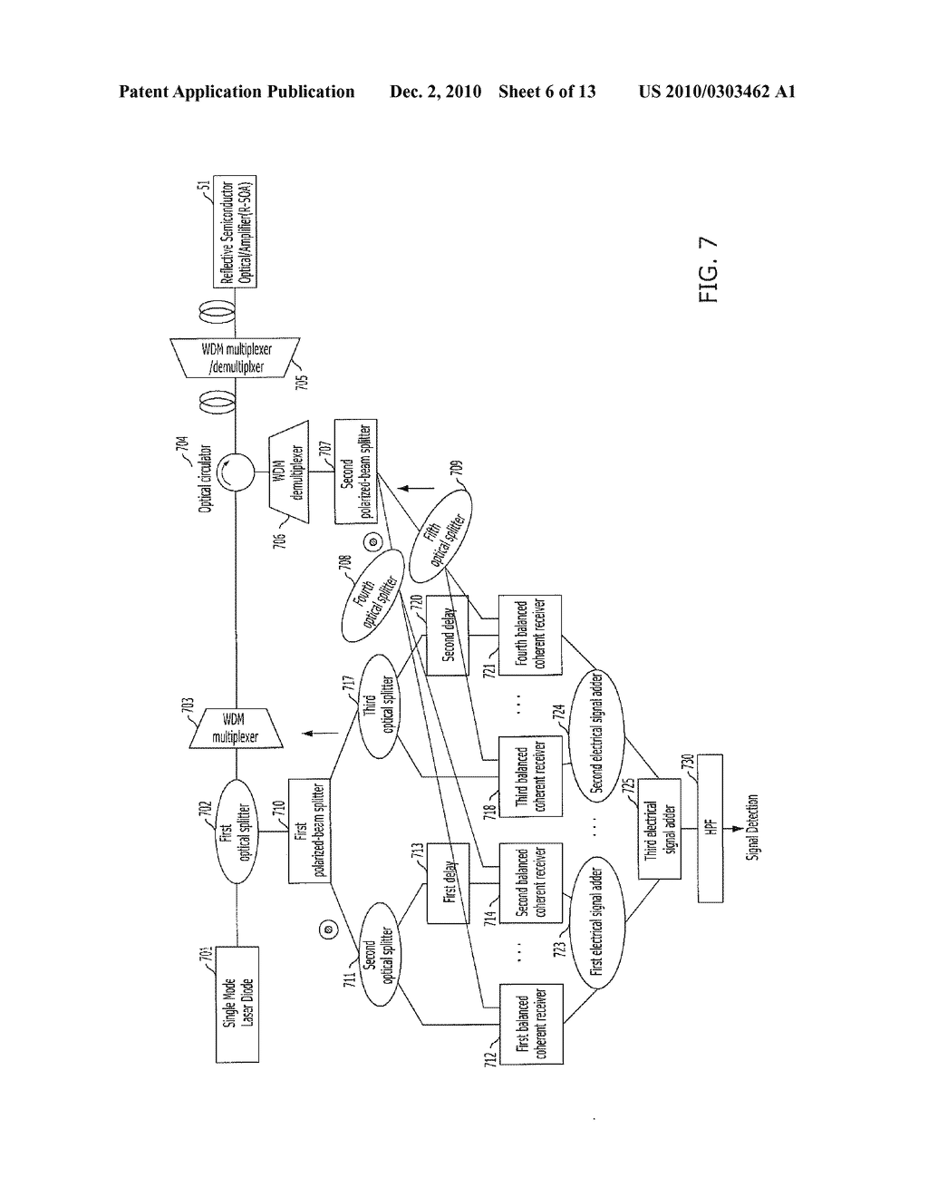 OPTICAL DETECTION DEVICE IN WDM-PON AND METHOD FOR SAME - diagram, schematic, and image 07