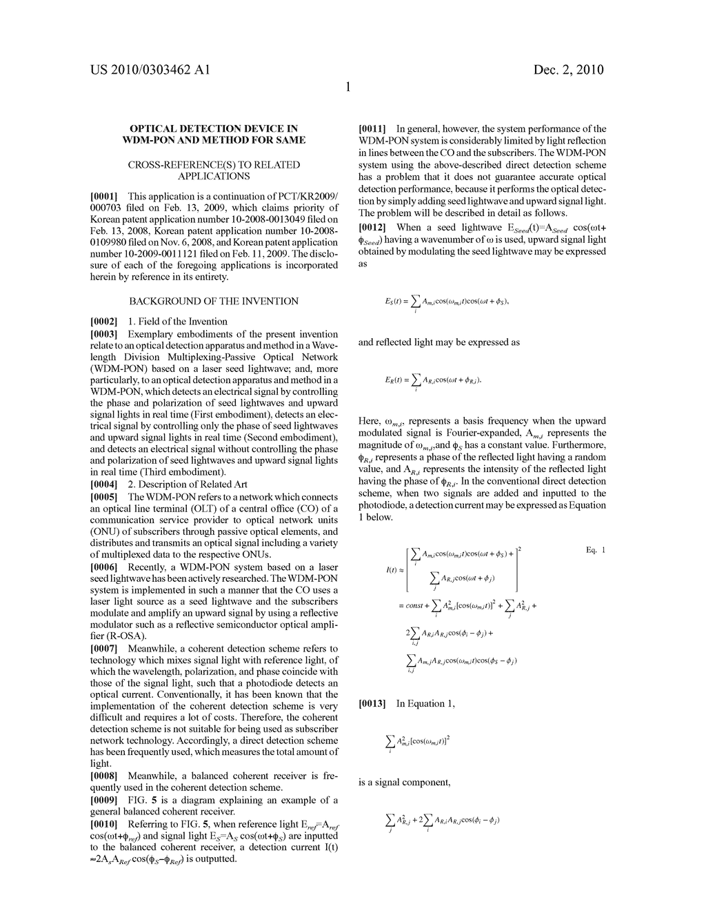 OPTICAL DETECTION DEVICE IN WDM-PON AND METHOD FOR SAME - diagram, schematic, and image 15