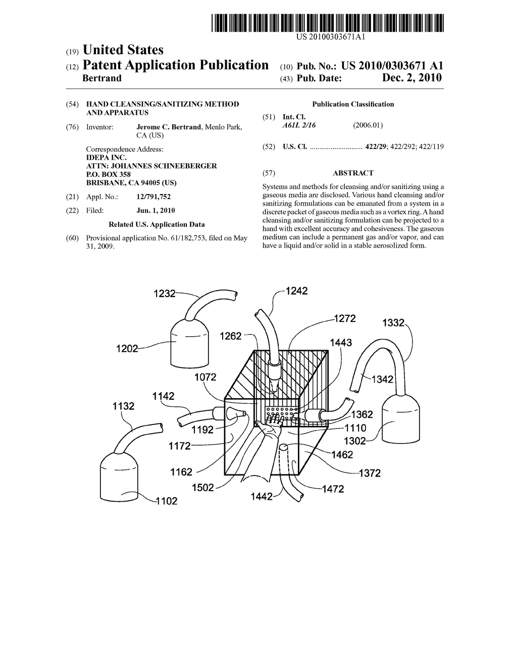 HAND CLEANSING/SANITIZING METHOD AND APPARATUS - diagram, schematic, and image 01