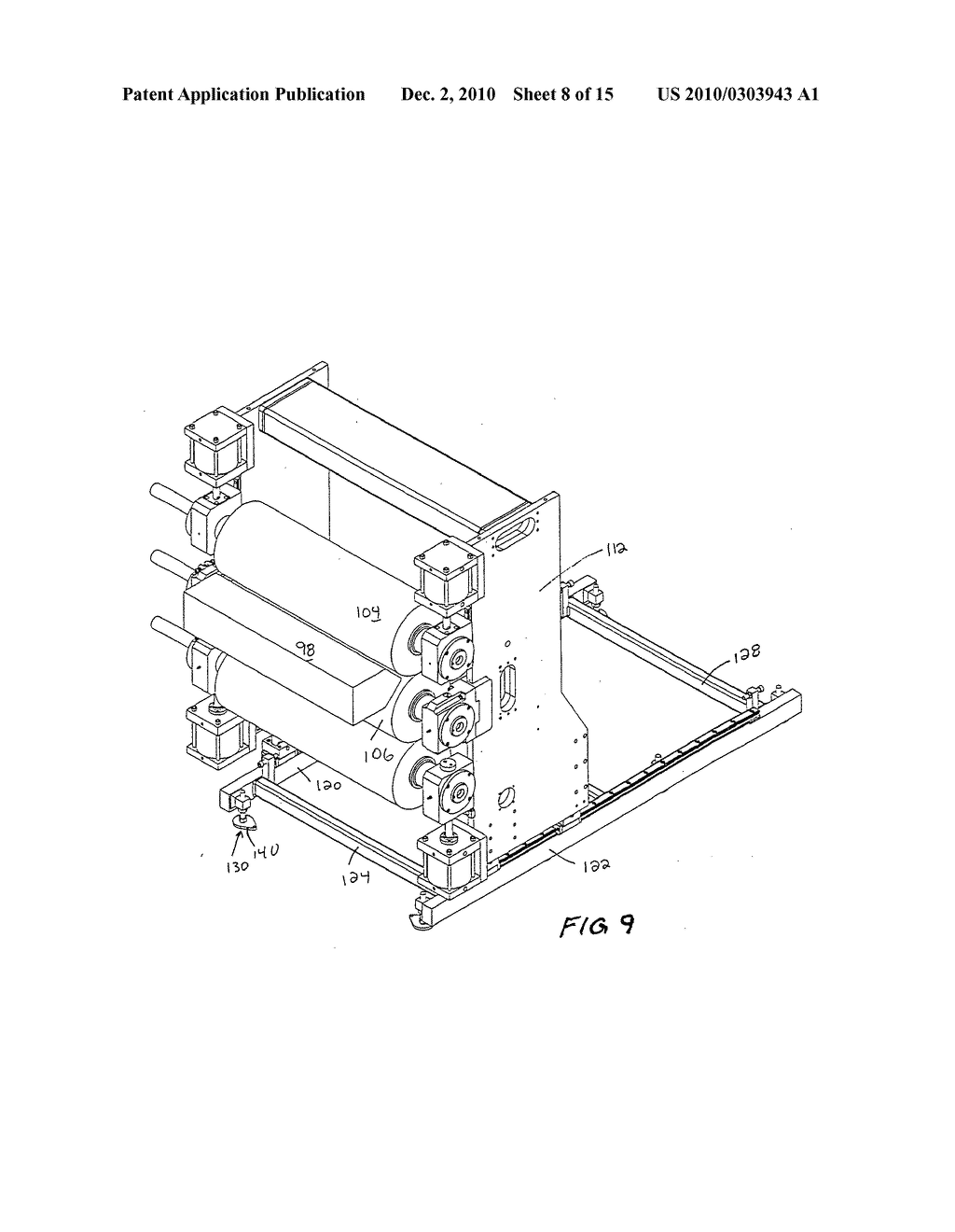 Linear bearing assembly to guide movement of roll stand on apparatus for forming an extruded sheet product - diagram, schematic, and image 09