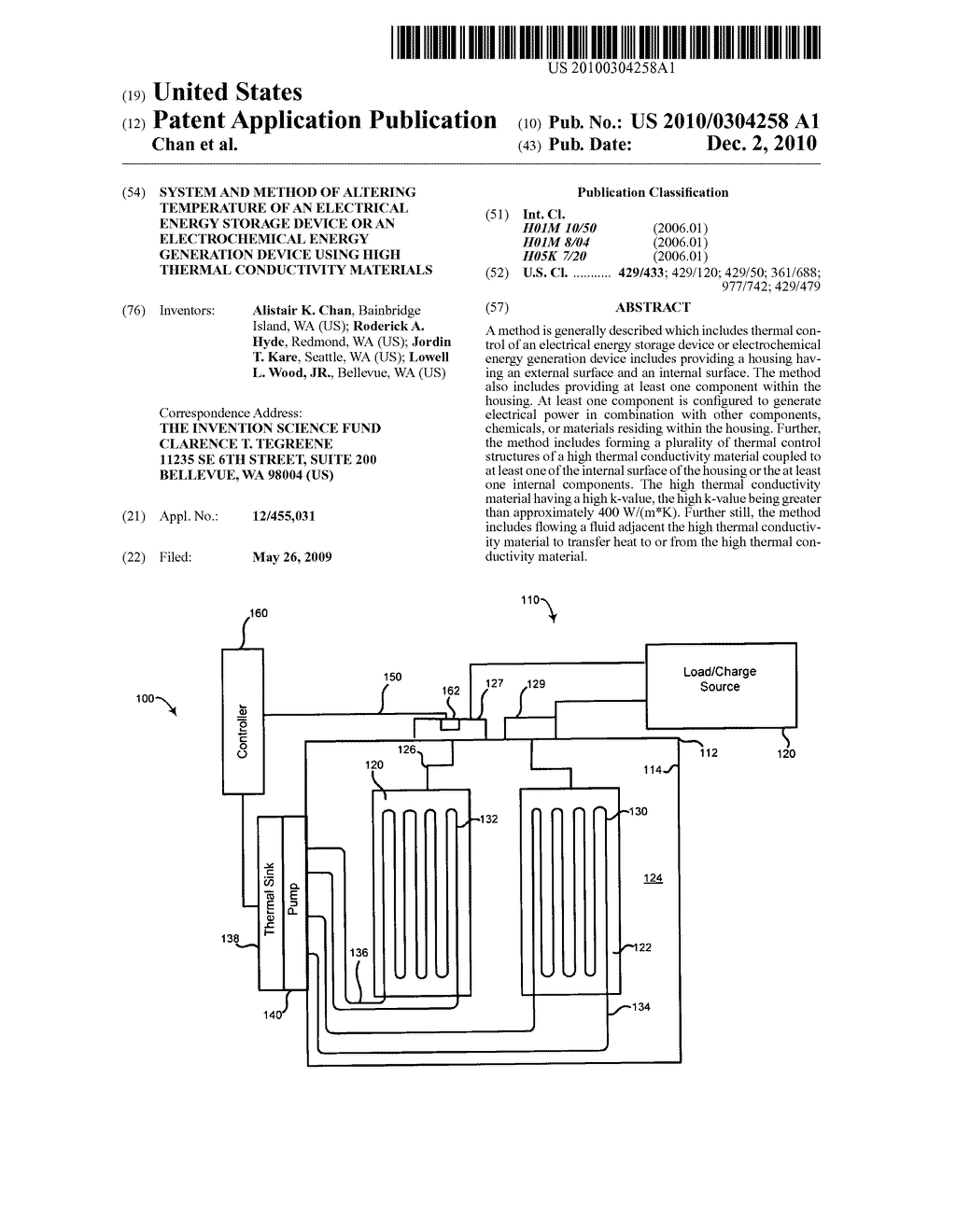 System and method of altering temperature of an electrical energy storage device or an electrochemical energy generation device using high thermal conductivity materials - diagram, schematic, and image 01